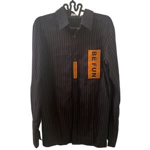 Ricciwee Middle Cut Pinstripe Snap Button Down Shirt *Missing Cuff Button* Sz L